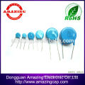 Good quality 1KV 3KV 100PF 102 104 blue ceramic disc capacitor made in china